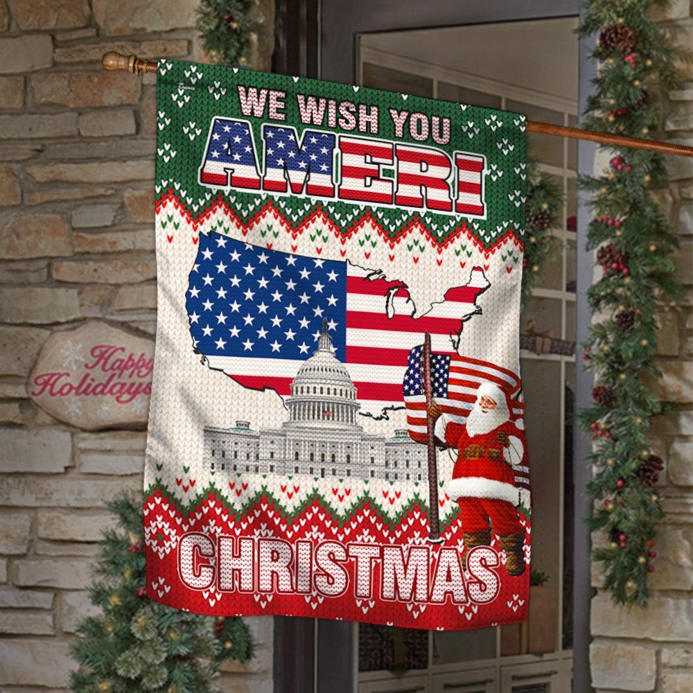 We Wish You Ameri Christmas American Flag THH3567F