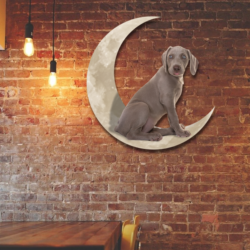 Weimaraner And Moon Hanging Metal Sign QNK879MSv9