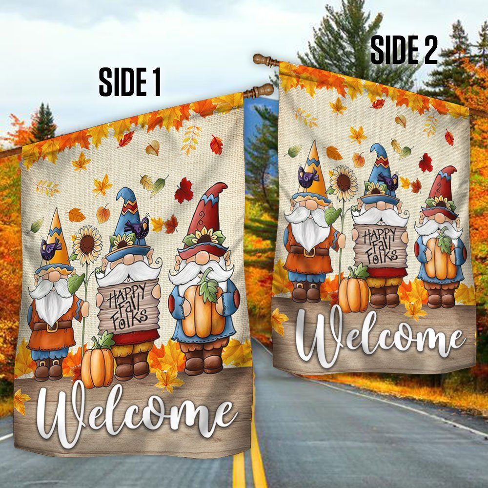 Welcome Autumn Gnome Flag Happy Fall LNT586F