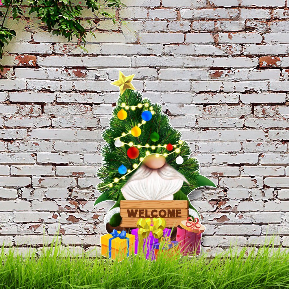 Welcome Christmas Gnome Metal Sign BNN708MS