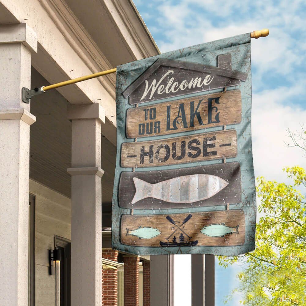 Welcome To Our Lake House Flag