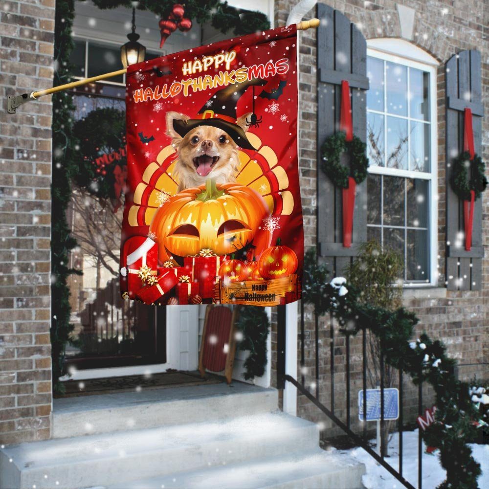 Well-designed Chihuahua Flags Flagwix™ Happy Hallothanksmas Sign