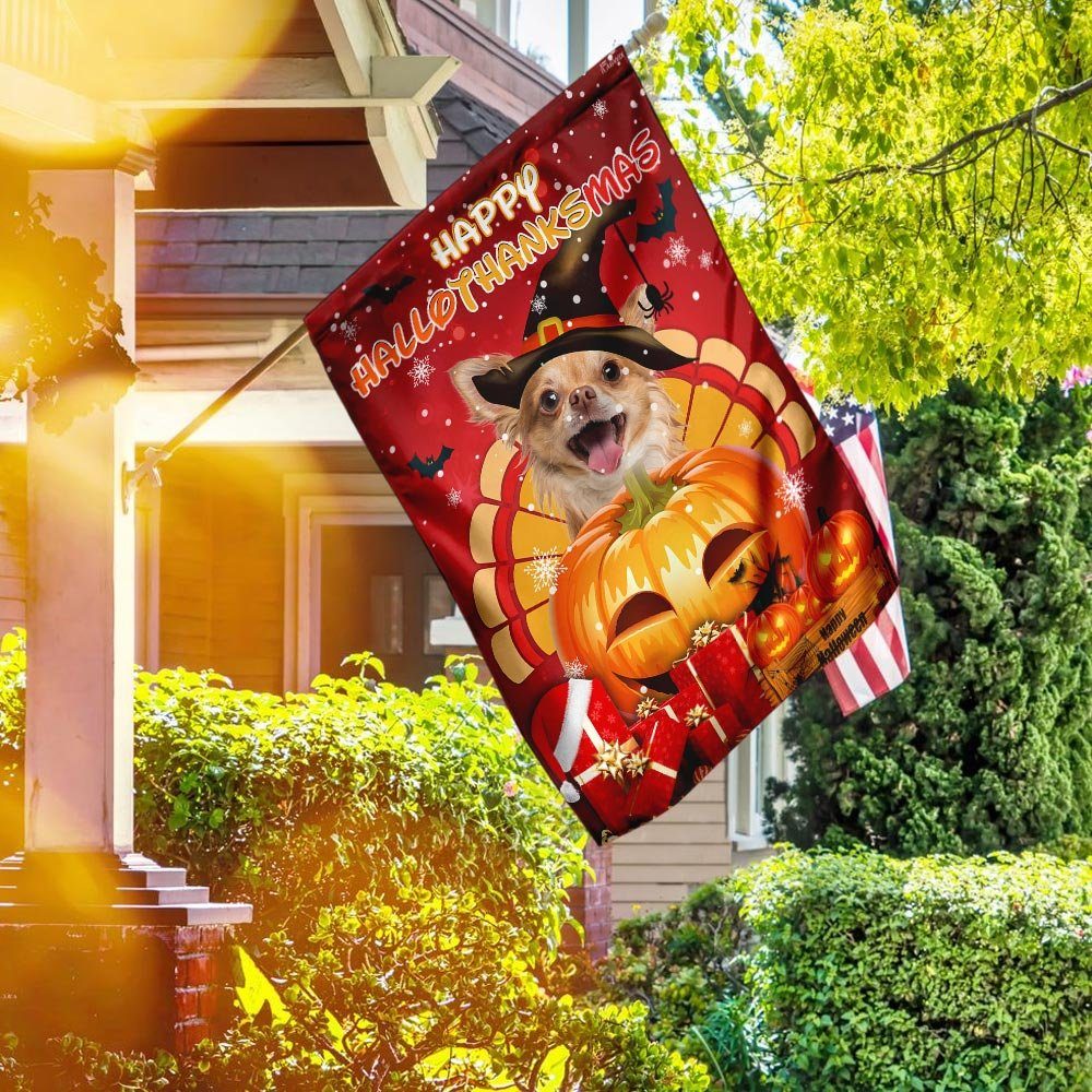 Well-designed Chihuahua Flags Flagwix™ Happy Hallothanksmas Sign