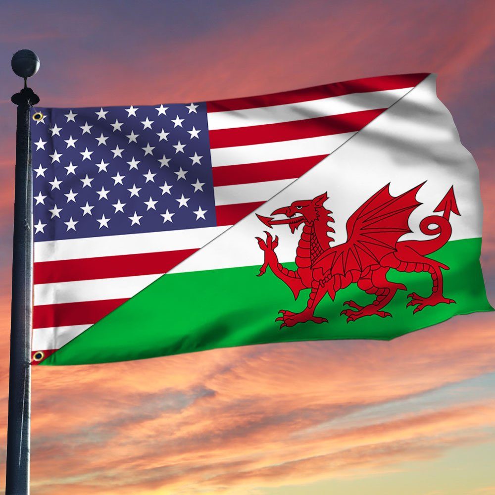 Welsh Flag Welsh American Grommet Flag