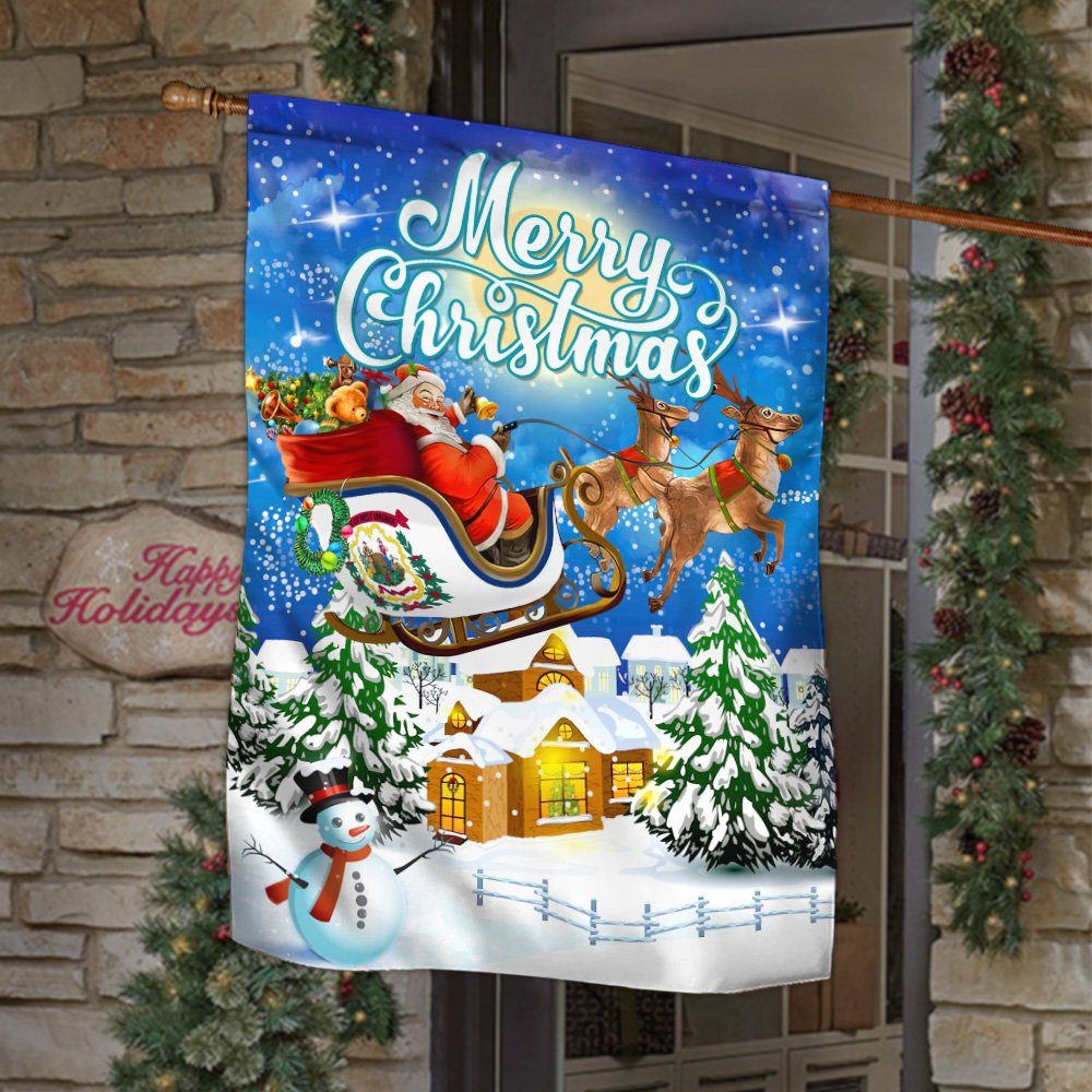 West Virginia Christmas Flag West Virginia Santa Sleigh LNT765F