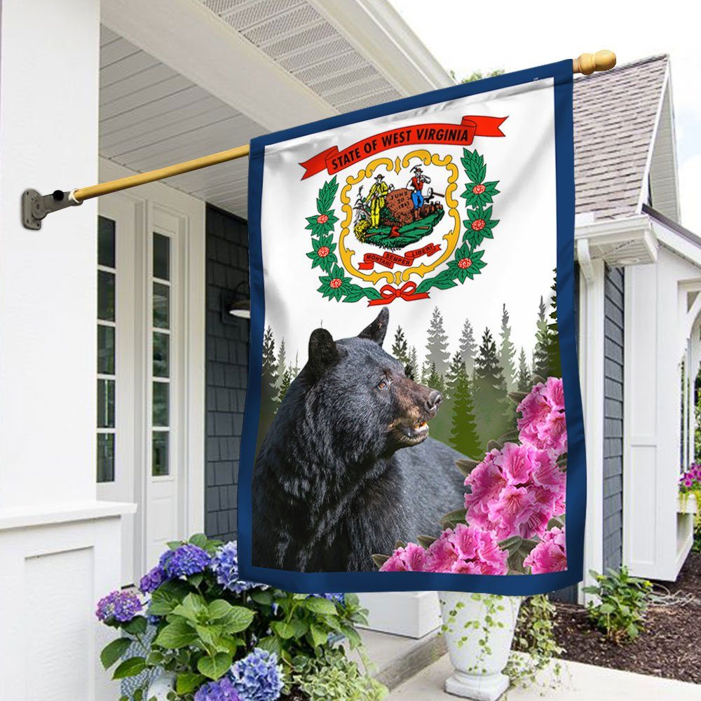 West Virginia Flag Black Bear And Rhododendron BNN444F