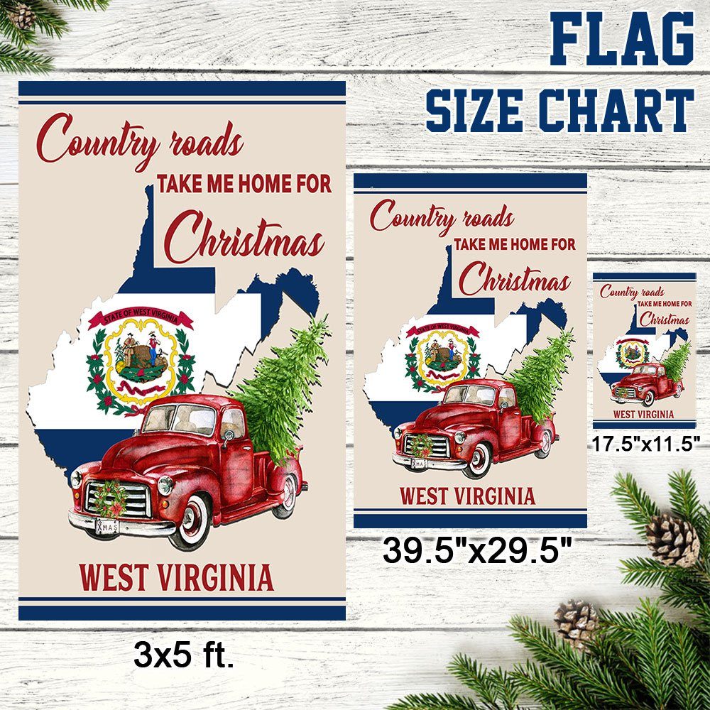 West Virginia Flag Country Roads Take Me Home For Christmas TQN637F
