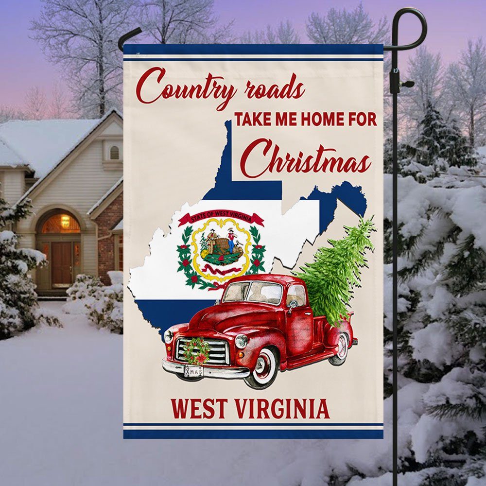 West Virginia Flag Country Roads Take Me Home For Christmas TQN637F