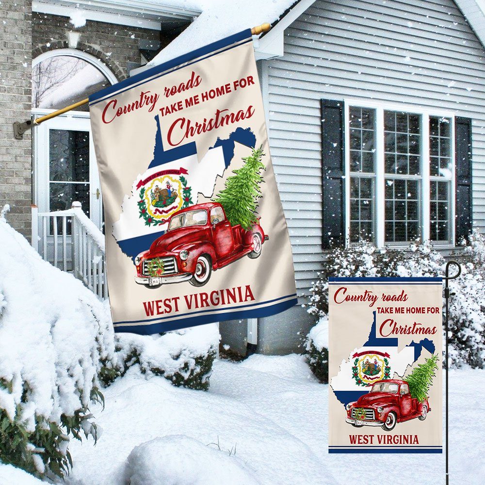 West Virginia Flag Country Roads Take Me Home For Christmas TQN637F
