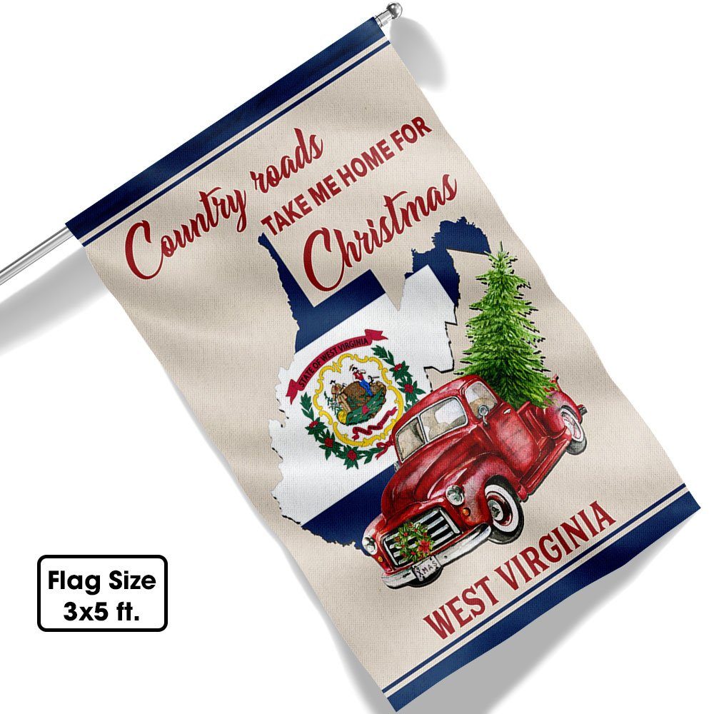 West Virginia Flag Country Roads Take Me Home For Christmas TQN637F