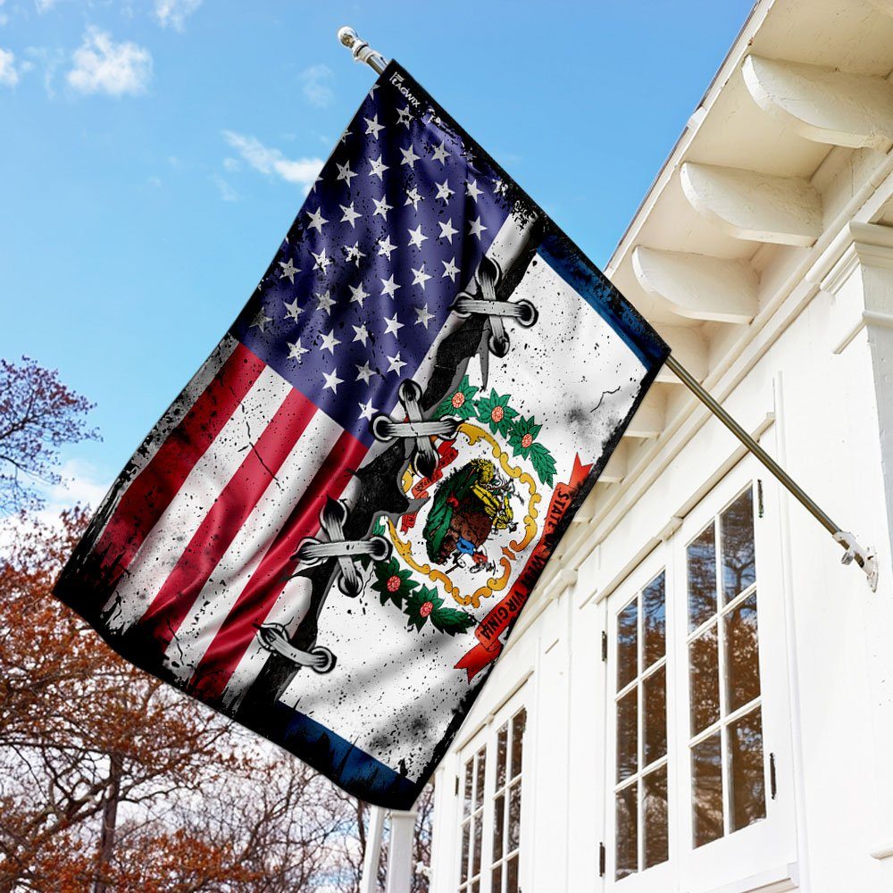 West Virginia State With American Flag