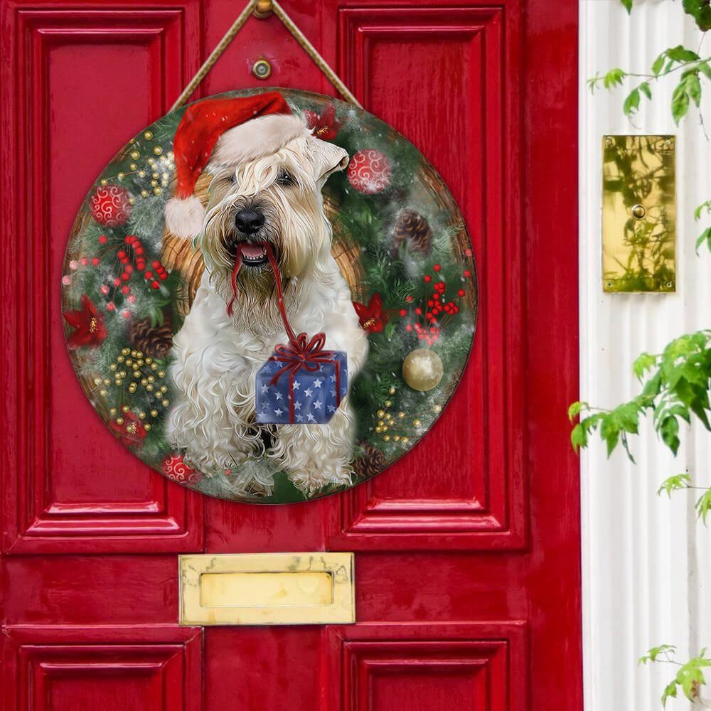 Wheaten Terrier Merry Christmas Wooden Sign PN503WSv4