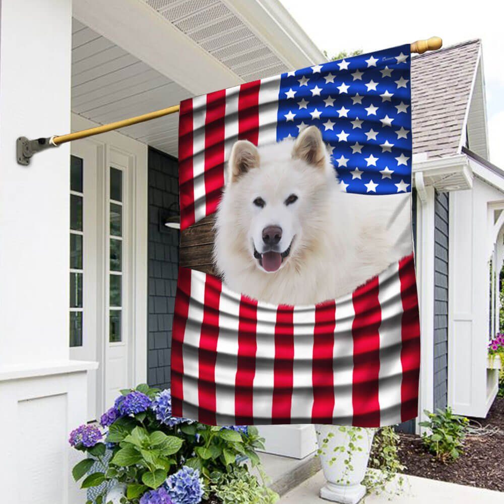 White Alaskan Malamute American Flag THB3647Fv5