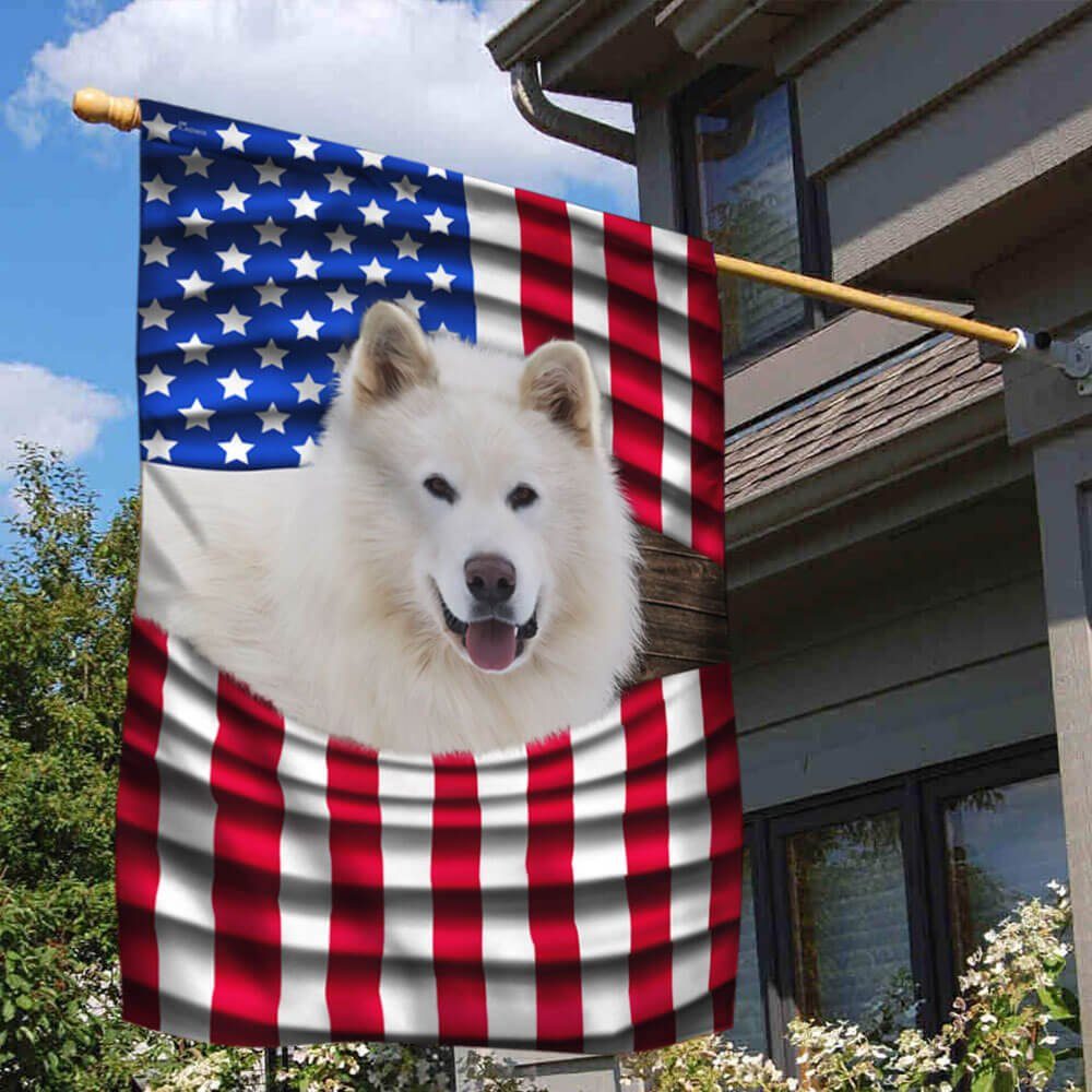 White Alaskan Malamute American Flag THB3647Fv5