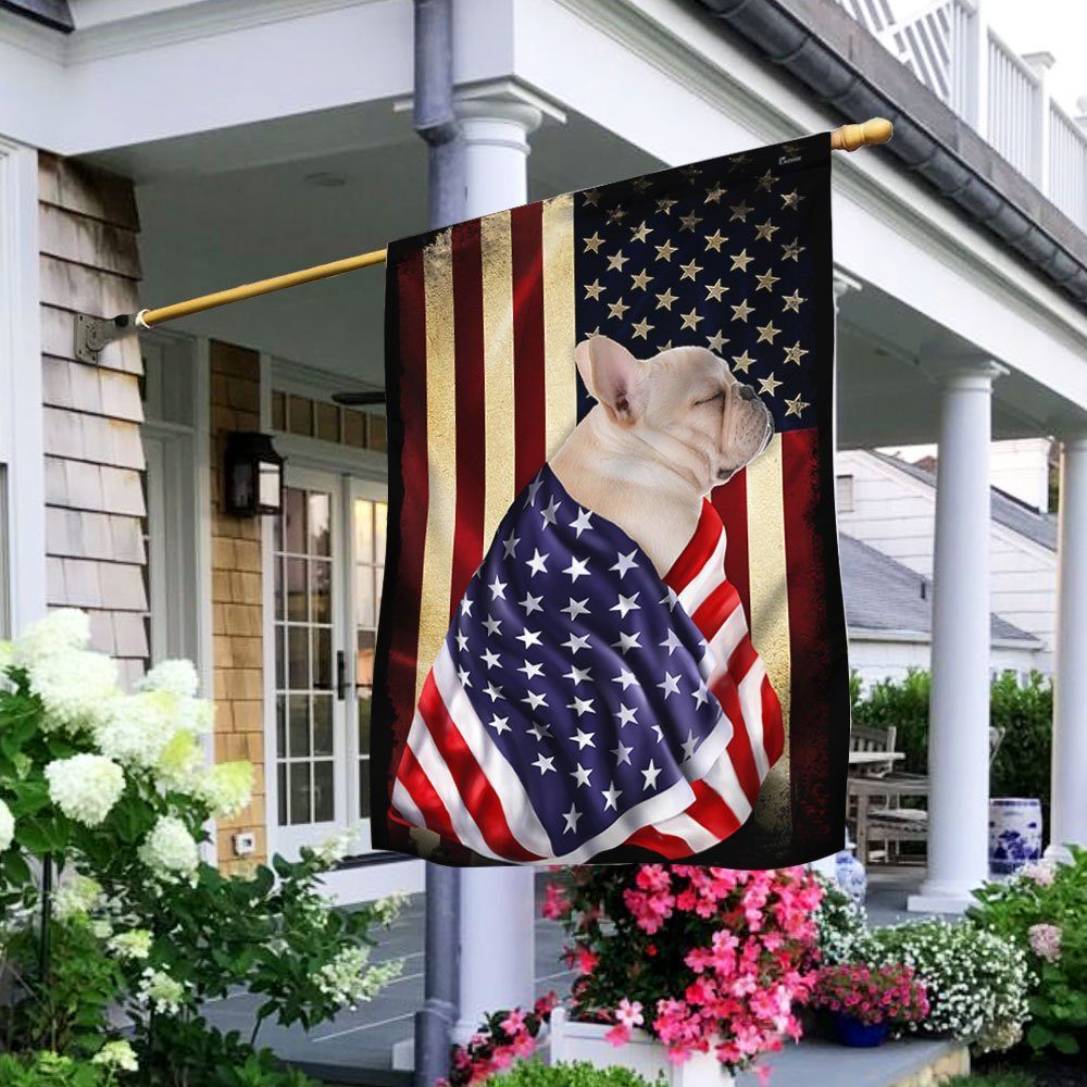 White French Bulldog Flag American Patriot BNL40Fv59