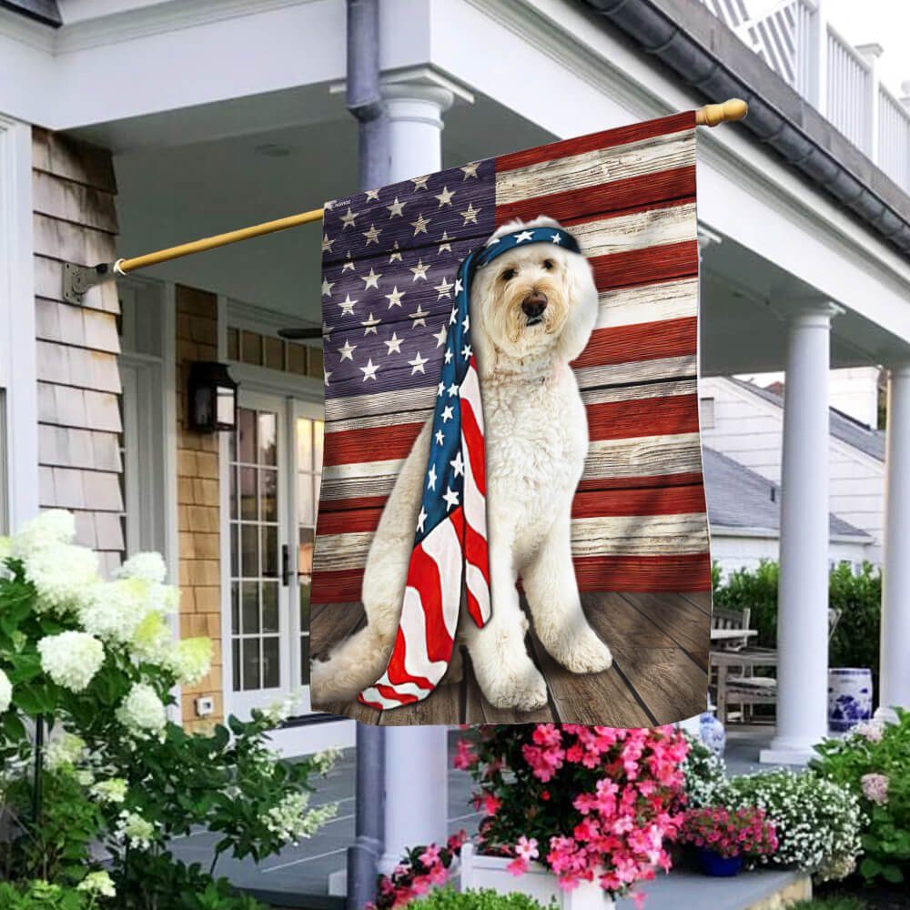 White Goldendoodle Dog Flag Charming Dog NTB216Fv27