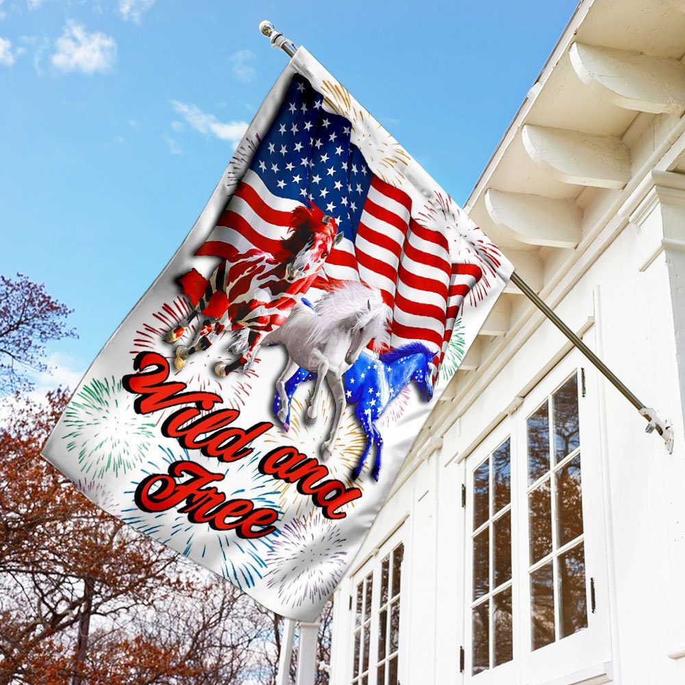 Wild And Free Horse 4th Of July Flag