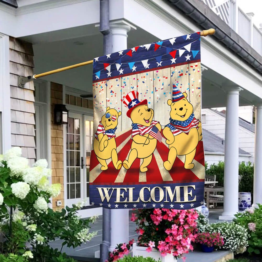 Winnie the Pooh Freedom Flag Welcome LNT201F