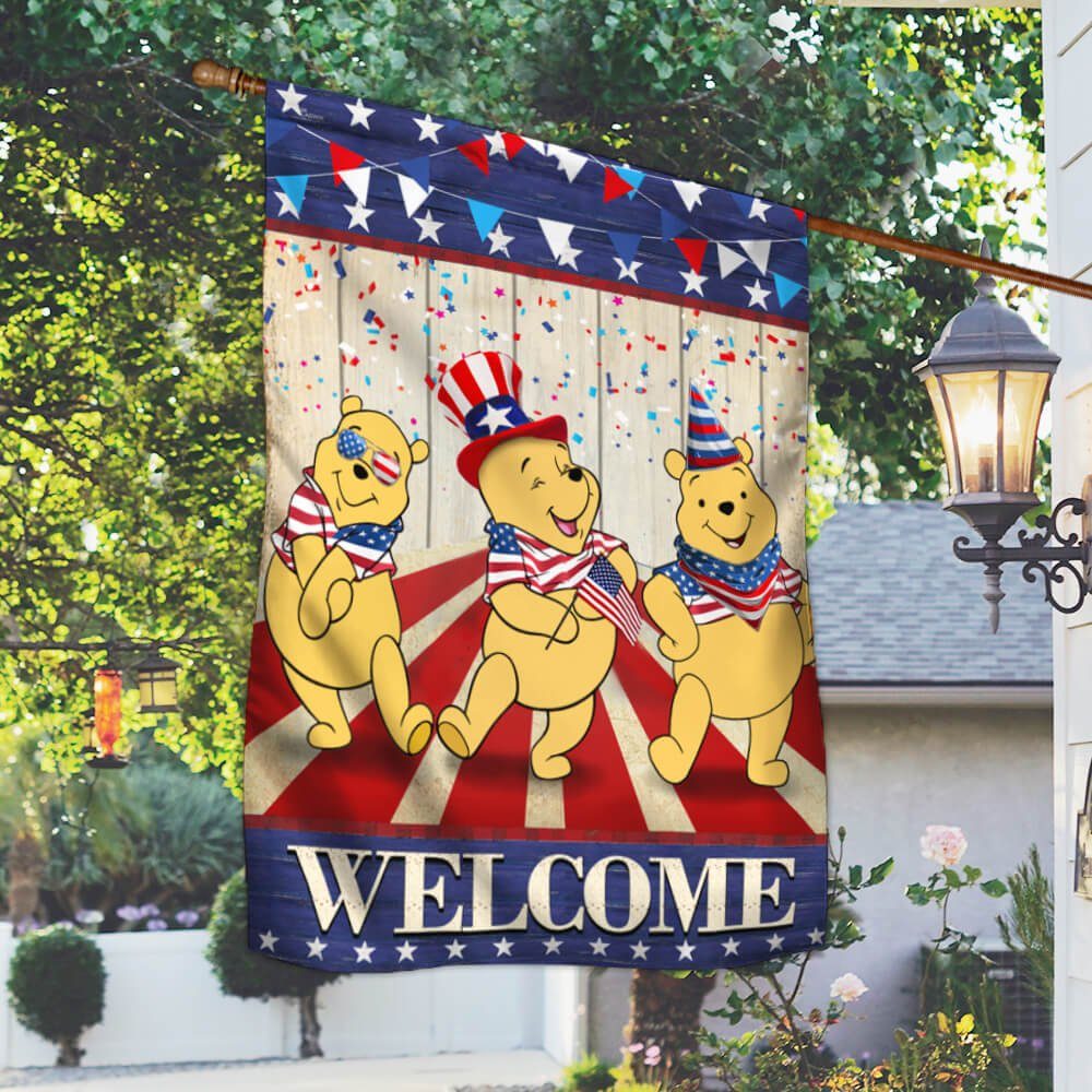 Winnie the Pooh Freedom Flag Welcome LNT201F