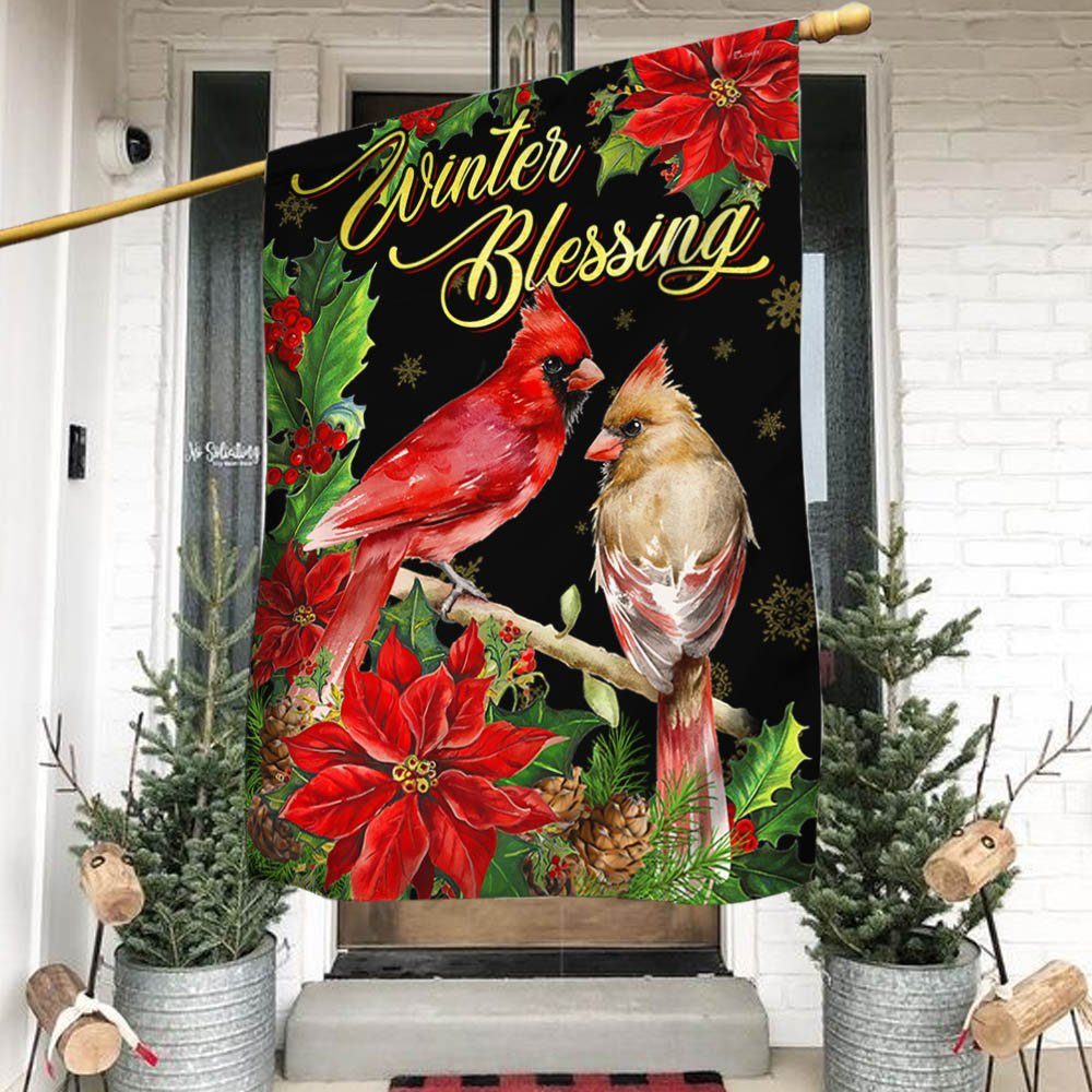 Winter Blessing Cardinal Christmas Flag BNN630F