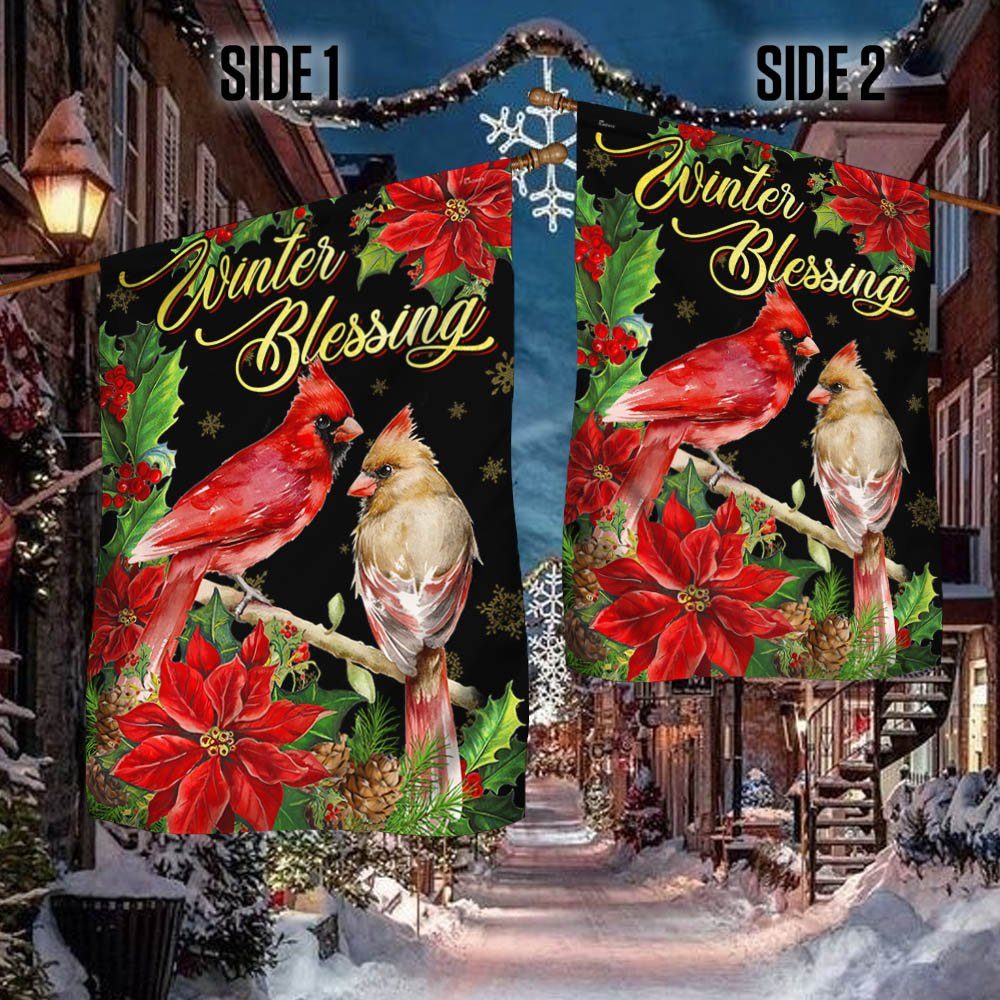 Winter Blessing Cardinal Christmas Flag BNN630F