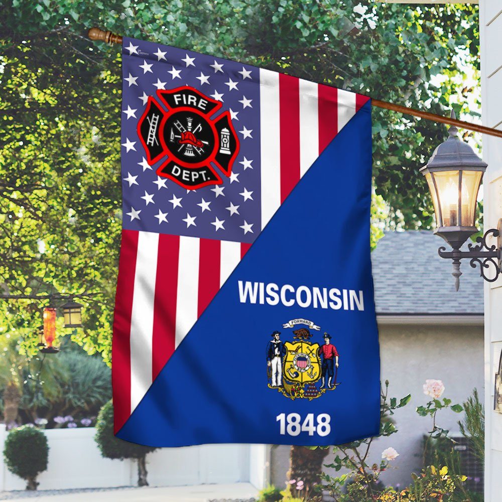 Wisconsin Flag Wisconsin Firefighter Flag QTR243F