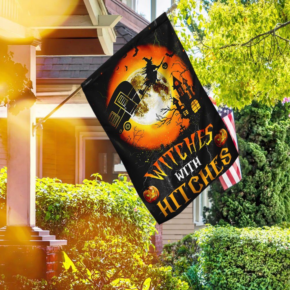 Witches With Hitches Halloween Flag