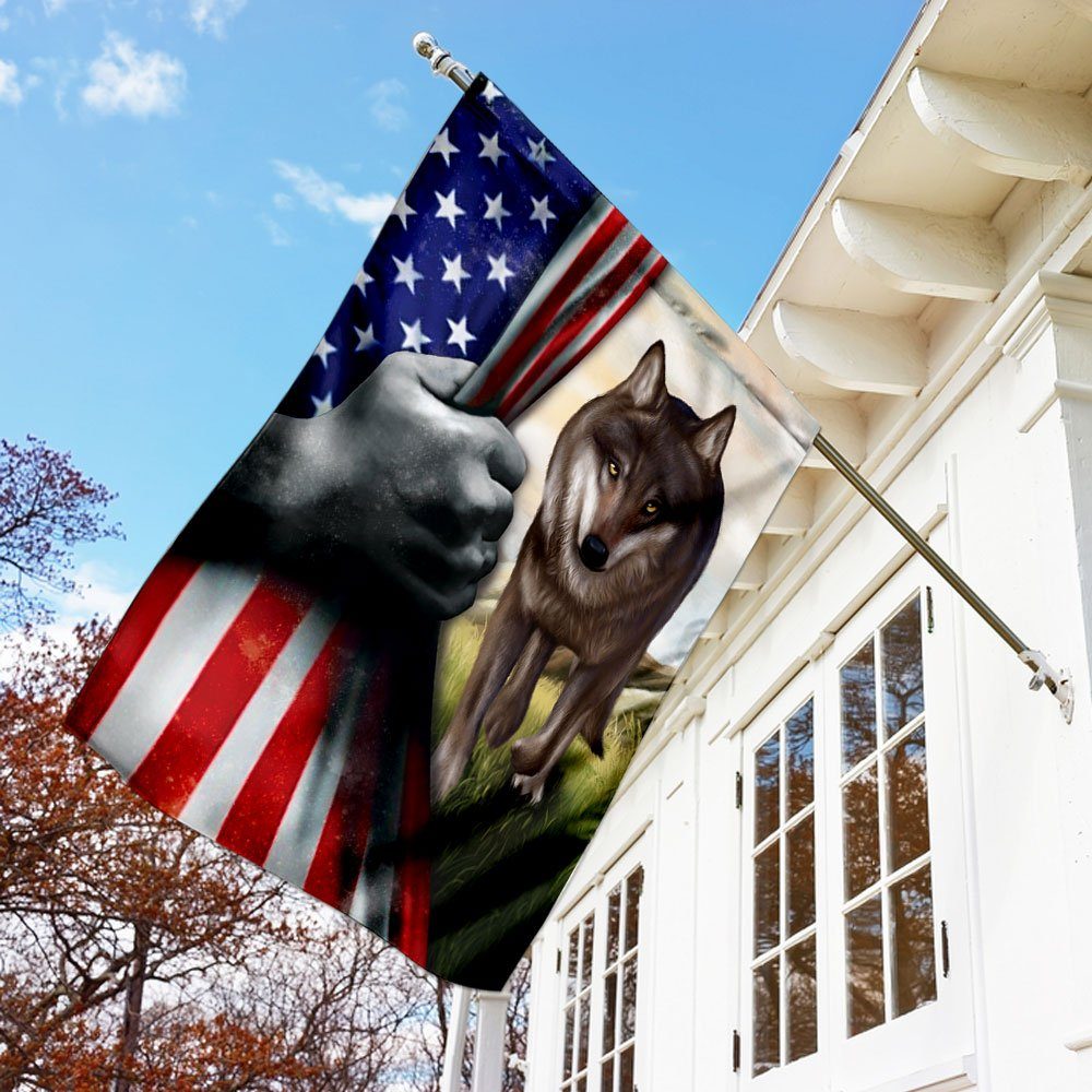 Wolf  American Flag