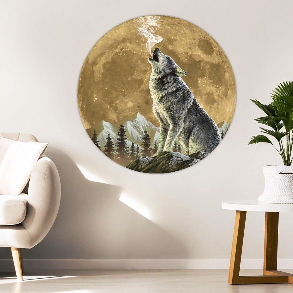 Wolf Howling Moon Hanging Metal Sign TTN398MS