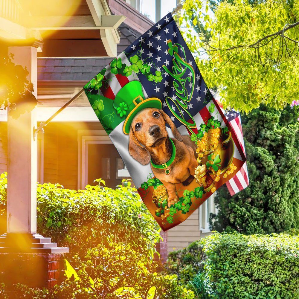 Yellow Dachshund Happy St. Patrick’s Day Flag