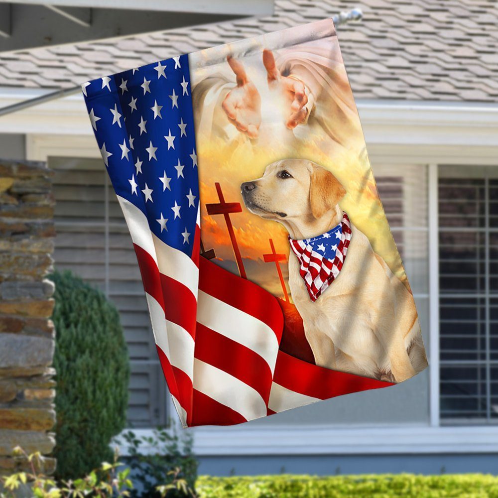 Yellow Lab Flag Labrador Retriever dog And Jesus US Flag TQN120F Yellow Lab Flag Labrador Retriever dog And Jesus US Flag TQN120F