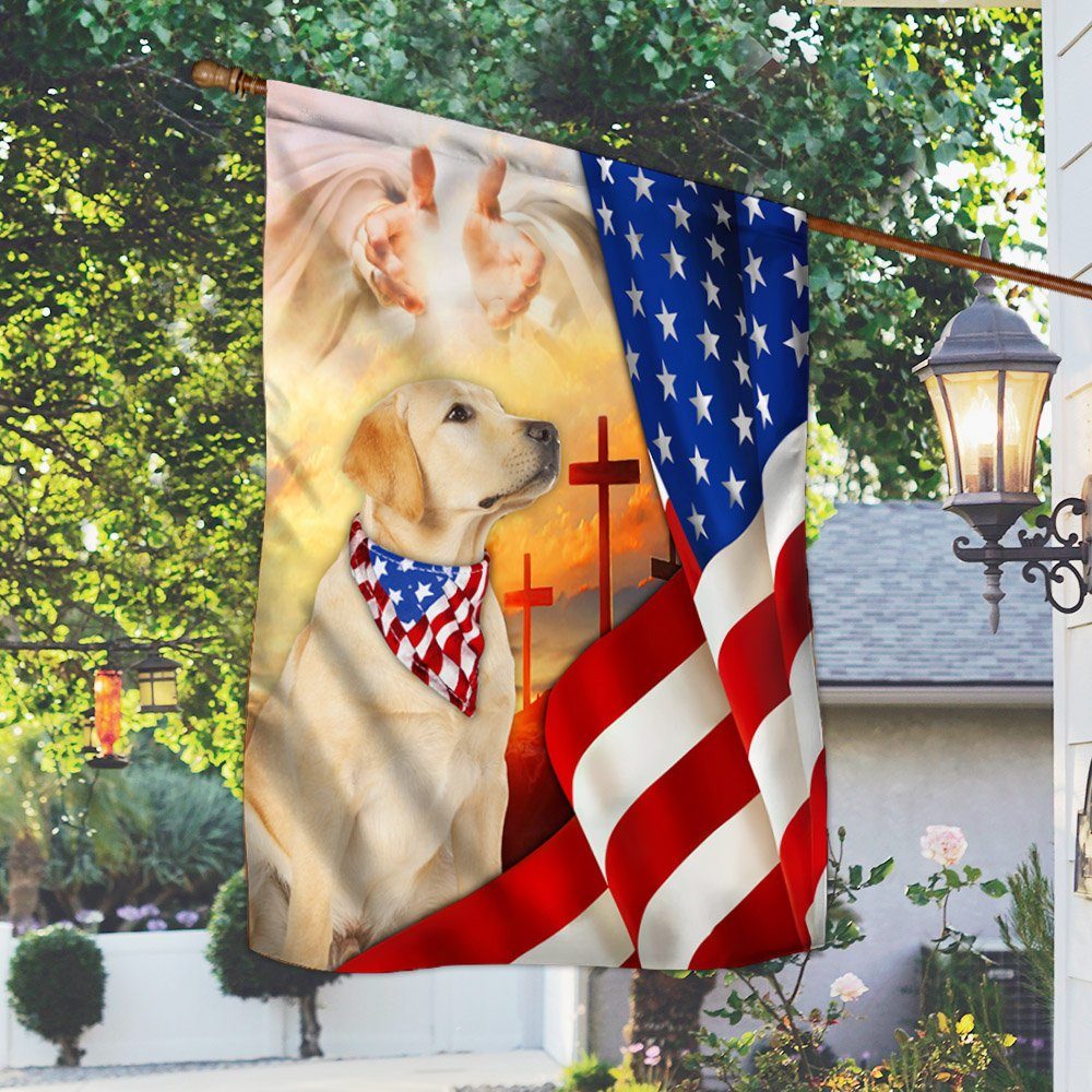Yellow Lab Flag Labrador Retriever dog And Jesus US Flag TQN120F Yellow Lab Flag Labrador Retriever dog And Jesus US Flag TQN120F