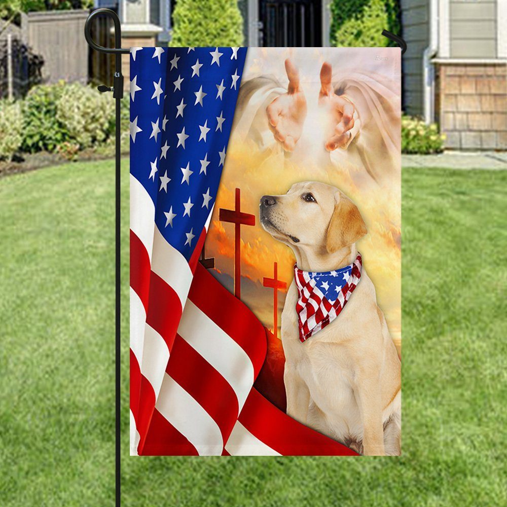 Yellow Lab Flag Labrador Retriever dog And Jesus US Flag TQN120F Yellow Lab Flag Labrador Retriever dog And Jesus US Flag TQN120F
