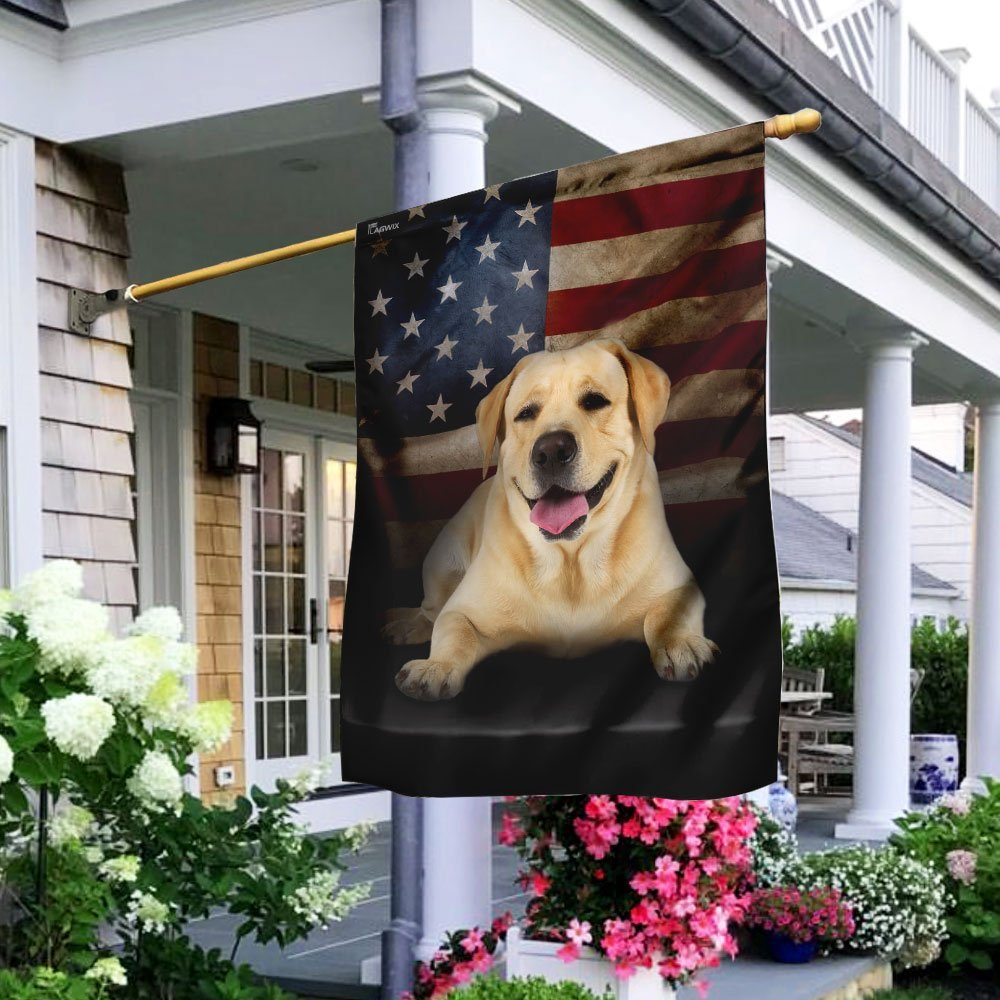 Yellow Labrador American Flag