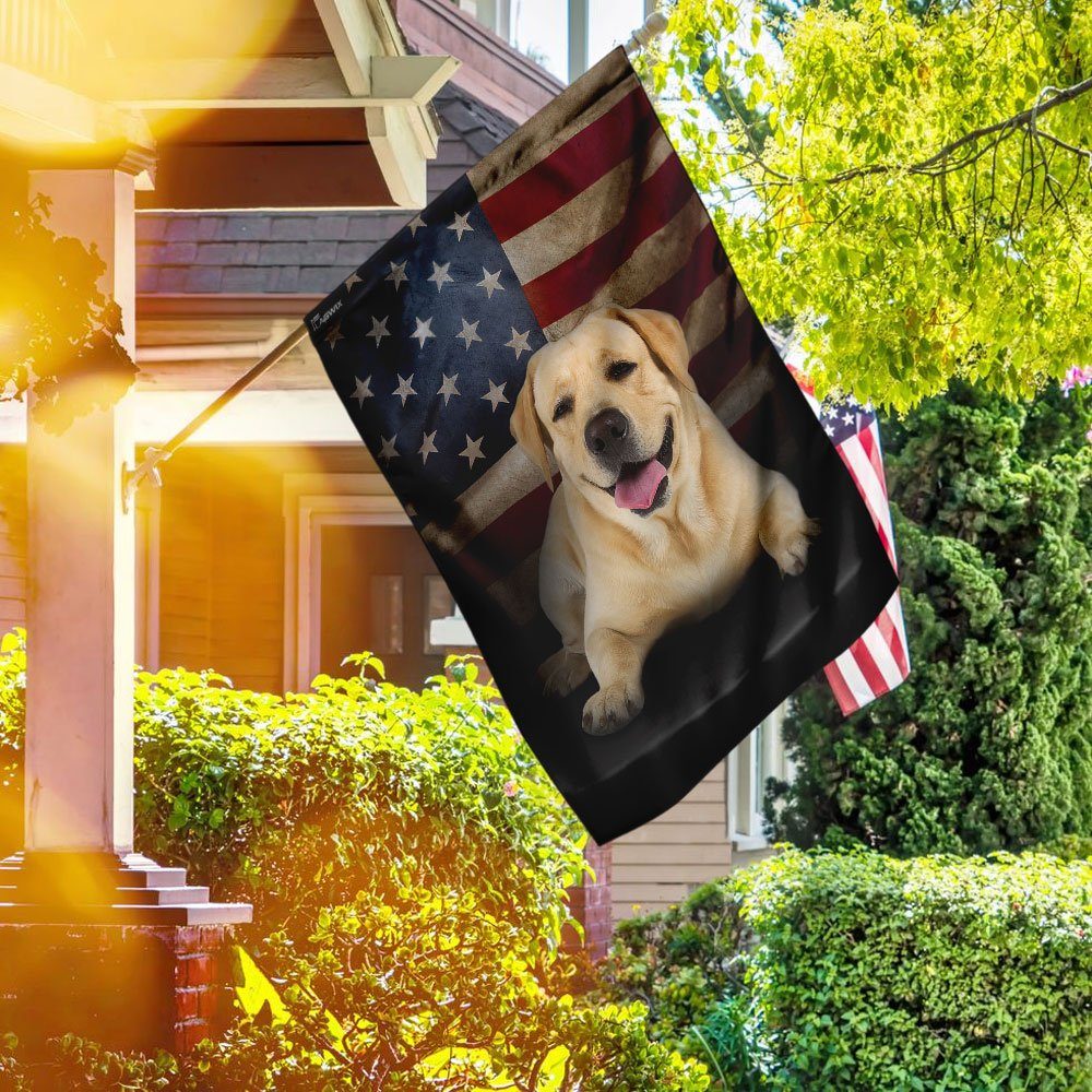 Yellow Labrador American Flag