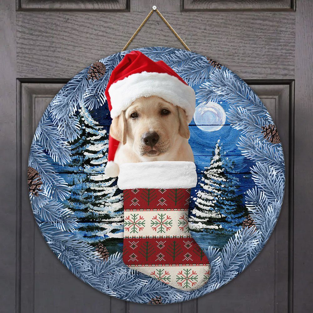 Yellow Labrador Christmas Wooden Sign PS1210T4WD