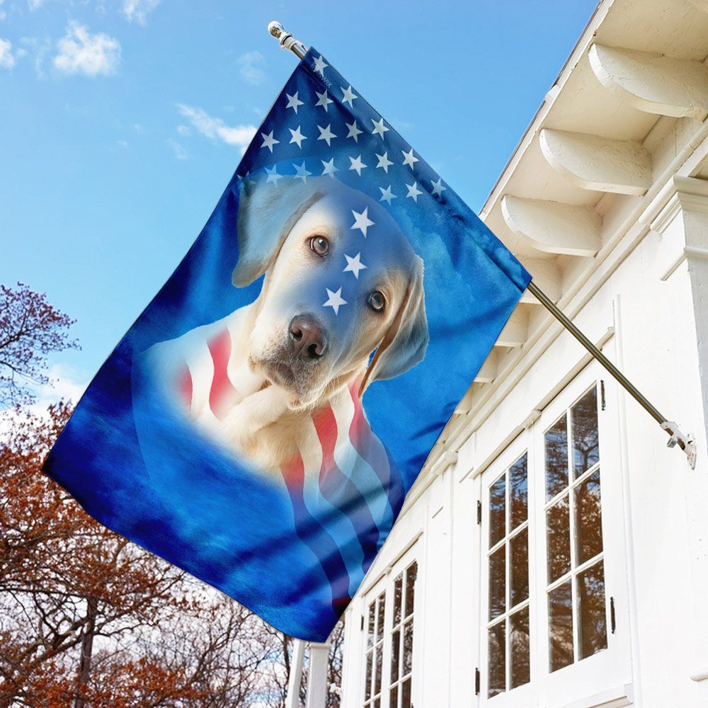 Yellow Labrador Dog American Flag