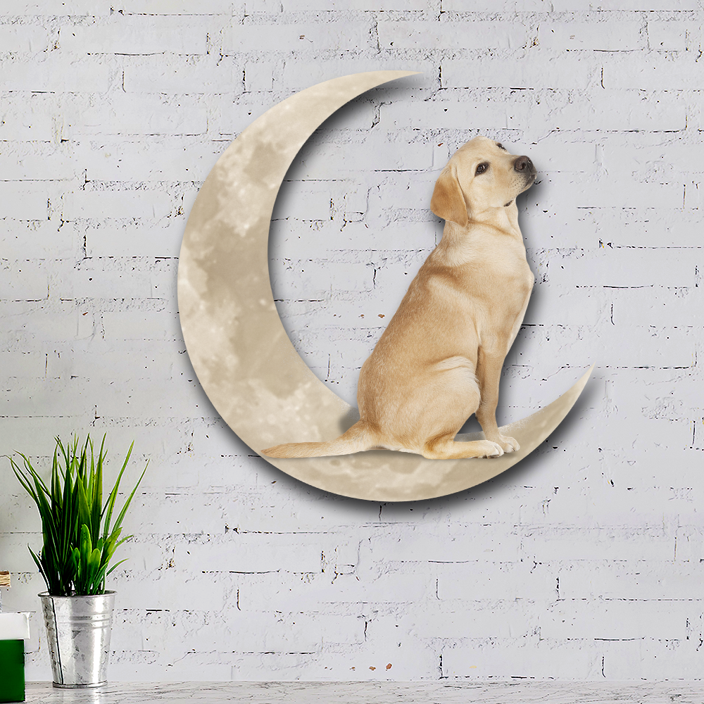 Yellow Labrador Retriever And Moon Hanging Metal Sign QNK879MSv1a