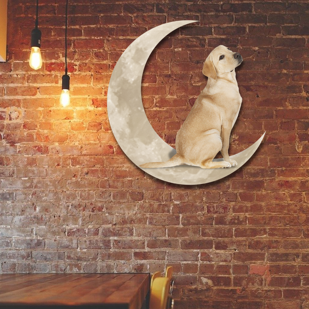 Yellow Labrador Retriever And Moon Hanging Metal Sign QNK879MSv1a