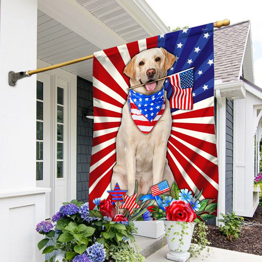 Yellow Labrador Retriever Dog Flag 4th Of July Independence Day TQN205F