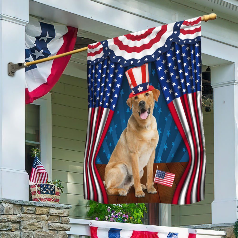 Yellow Labrador Retriever Dog Flag 4th Of July TQN235Fa