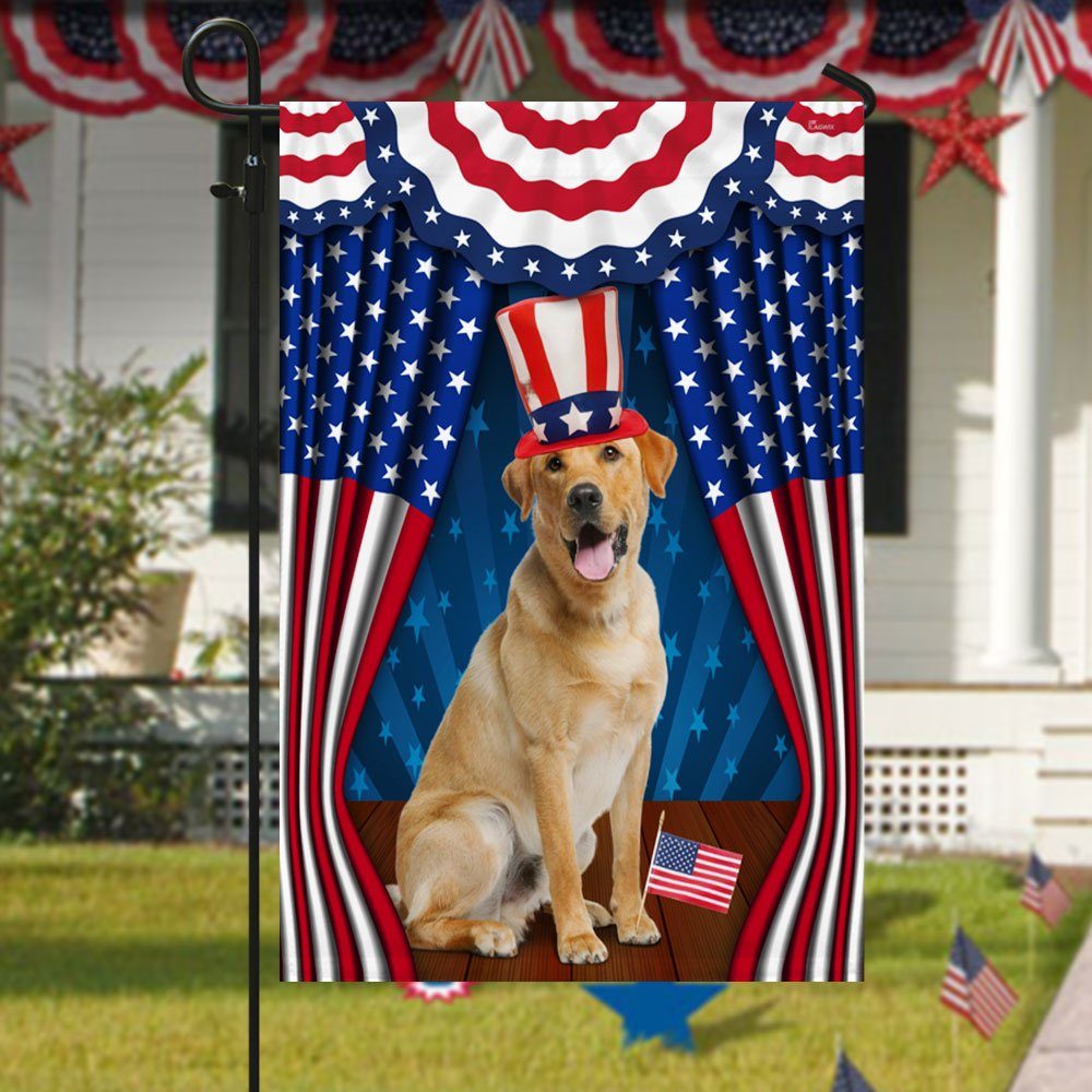 Yellow Labrador Retriever Dog Flag 4th Of July TQN235Fa