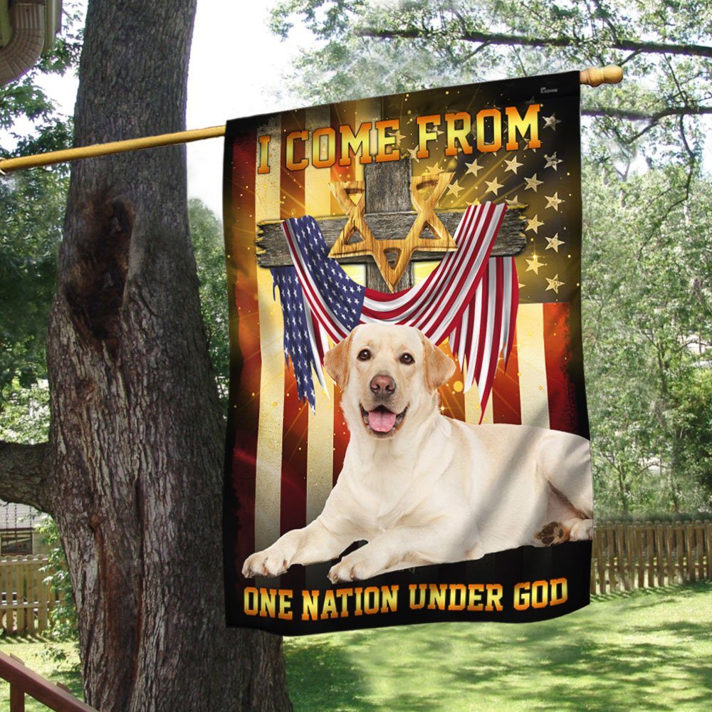 Yellow Labrador Retriever Dog Flag One Nation Under God LNT91F