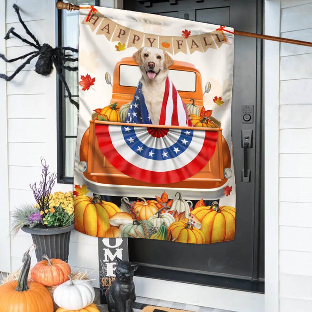 Yellow Labrador Retriever Flag Happy Fall BNN522F