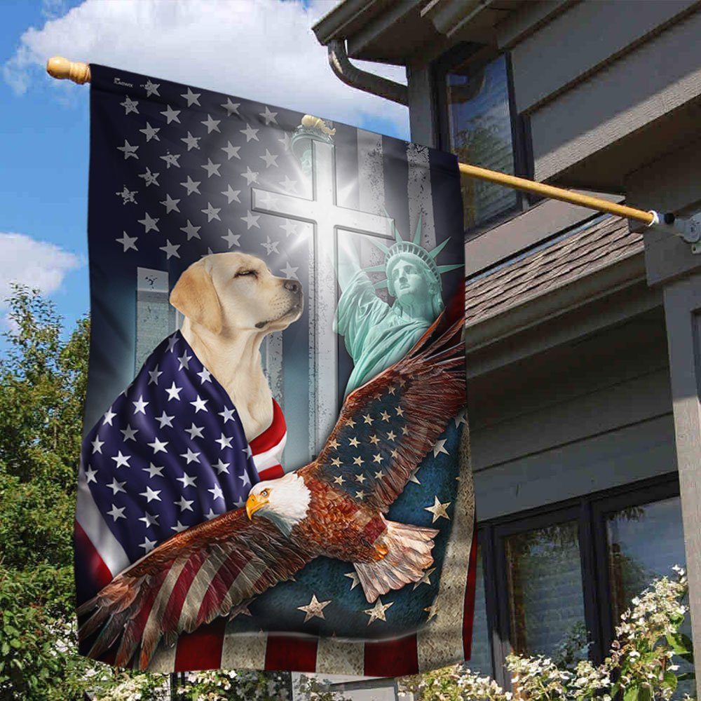 Yellow Labrador Retriever Flag In God We Trust BNL197F