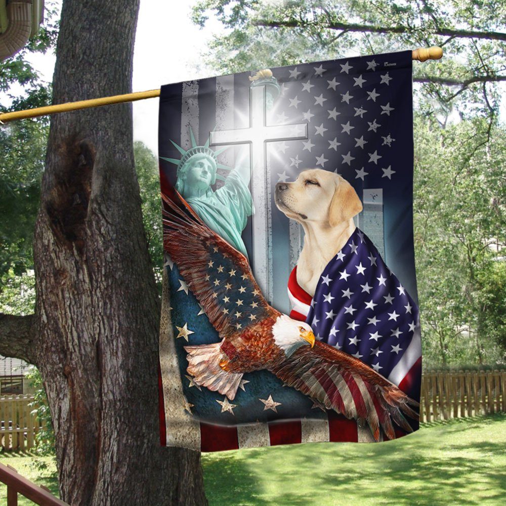 Yellow Labrador Retriever Flag In God We Trust BNL197F