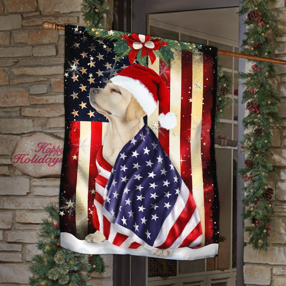 Yellow Labrador Retriever Flag Merry Christmas ANL285F