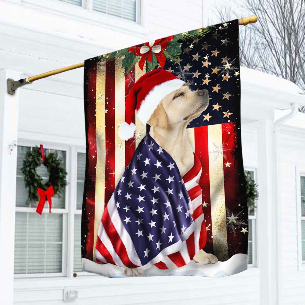 Yellow Labrador Retriever Flag Merry Christmas ANL285F