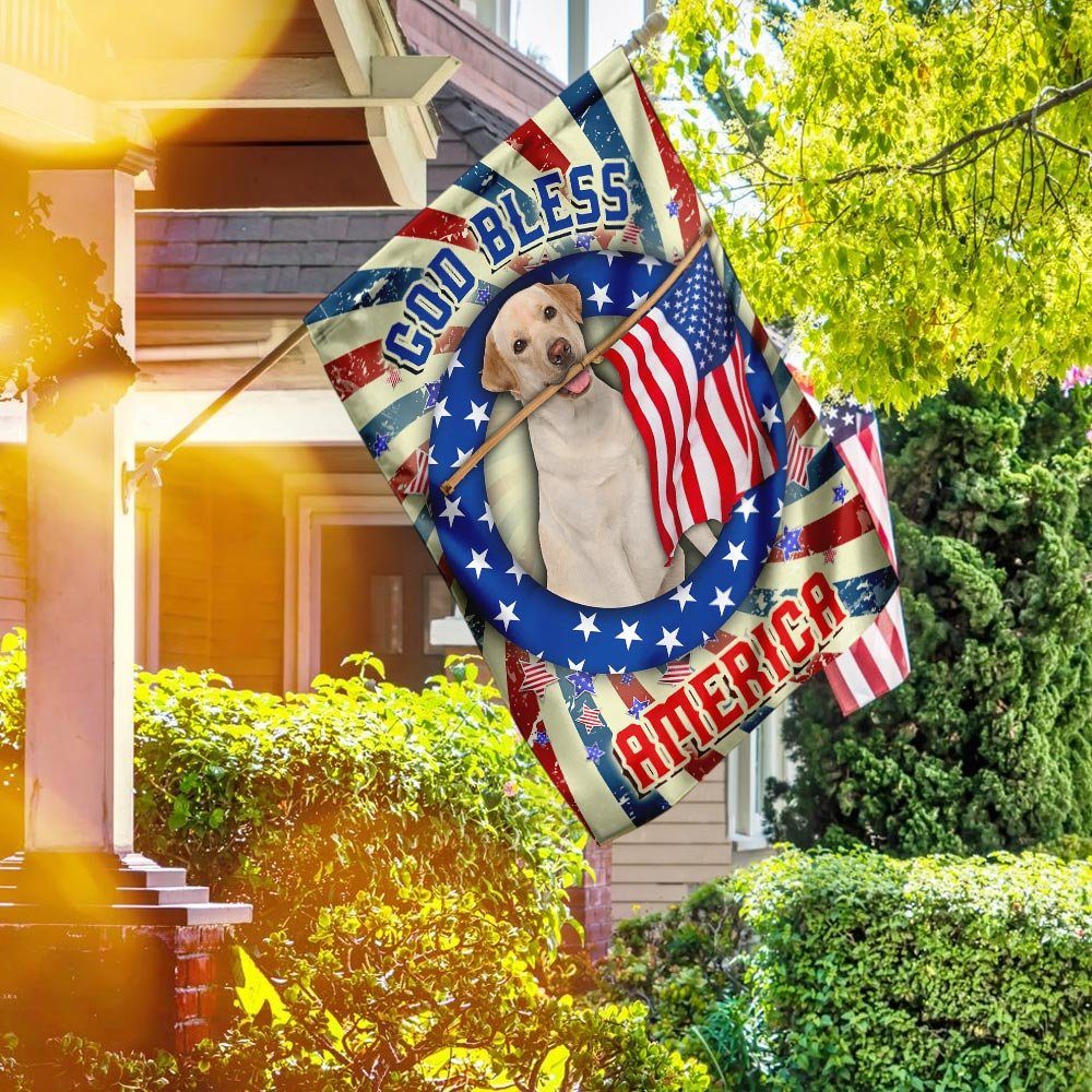 Yellow Labrador Retriever God Bless America 4th Of July Flag QNK833Fv1a