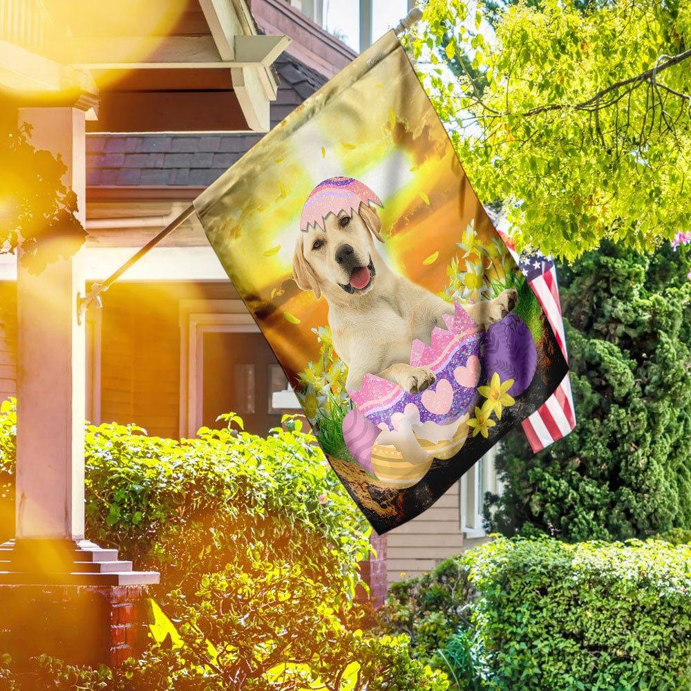 Yellow Labrador Retriever Is Ready For Easter Flag